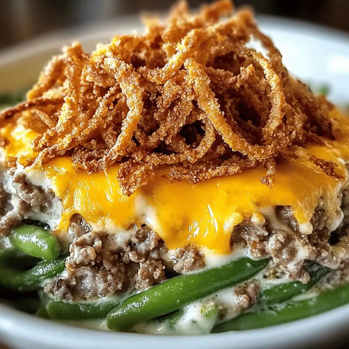Hearty Cheesy Hamburger Green Bean Casserole Delight