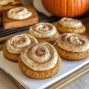 Soft Pumpkin Cookies with Cinnamon Frosting