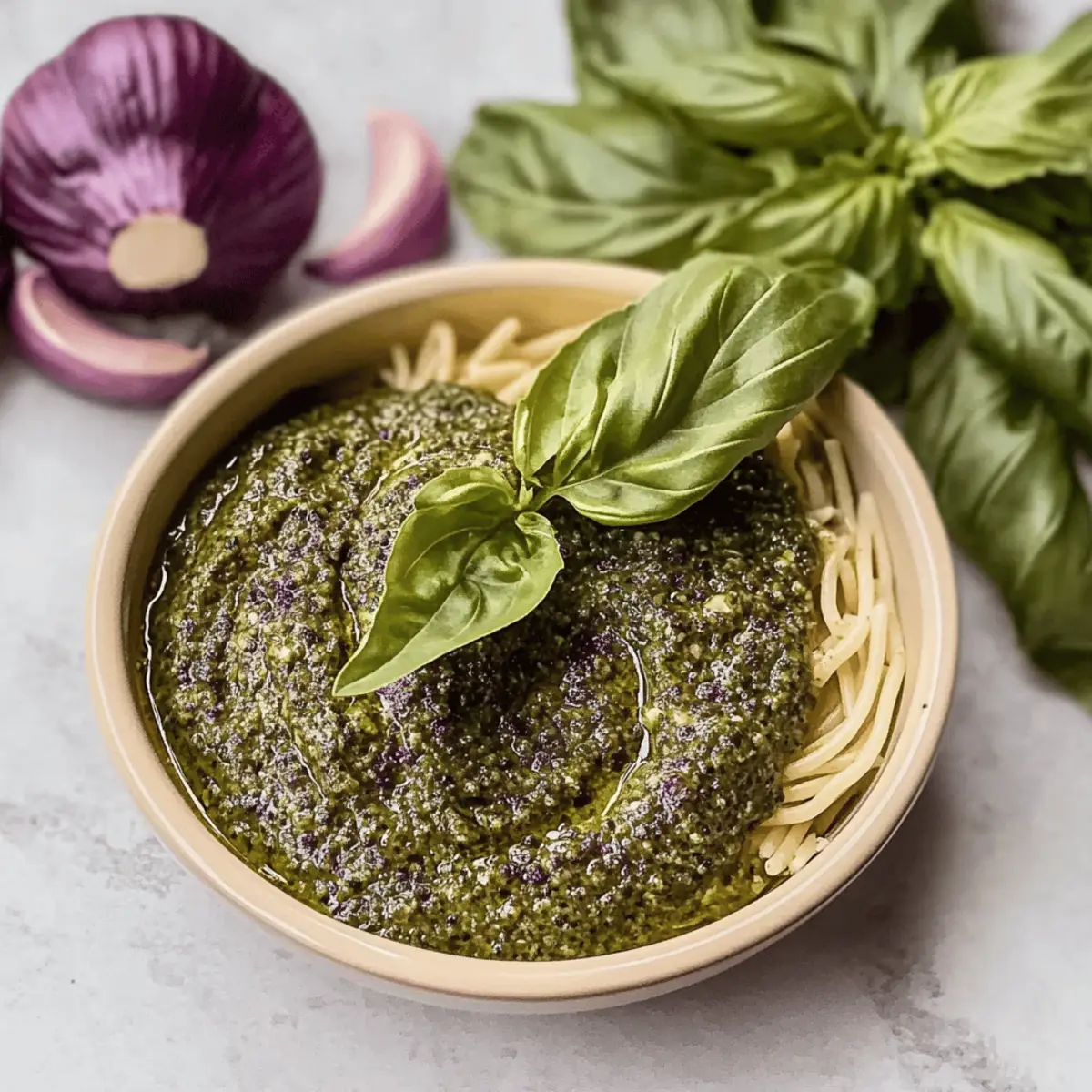 Vibrant Purple Basil Pesto for a Quick Vegan Meal Boost