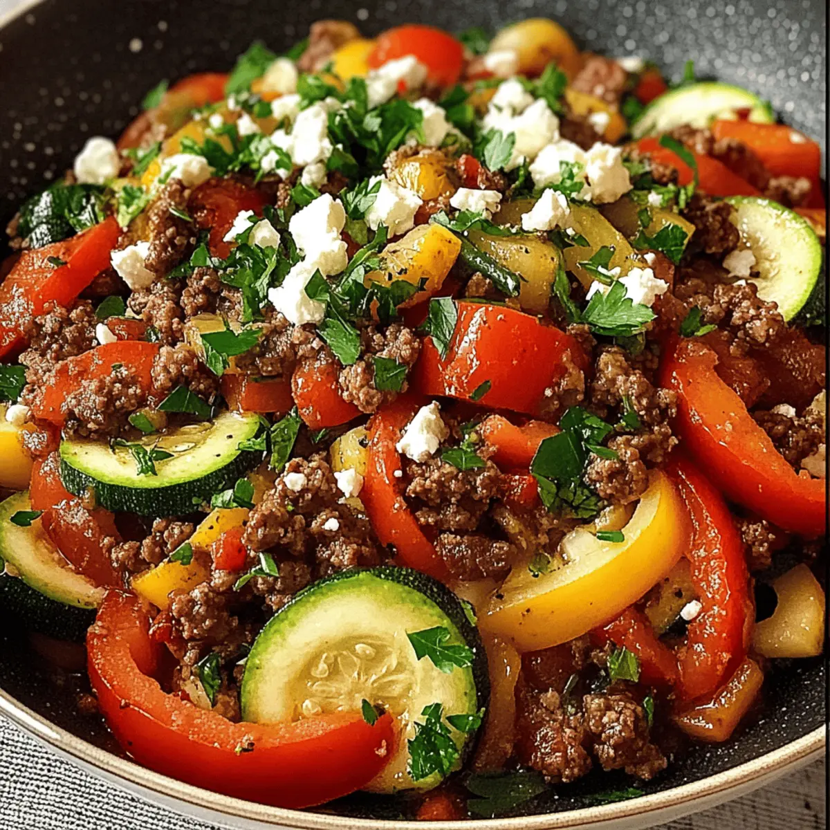 Mediterranean Ground Beef Stir Fry: Quick, Colorful, Delicious!