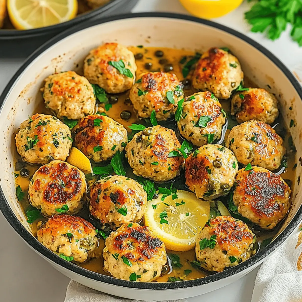 Savory Chicken Piccata Meatballs with Zesty Lemon Sauce