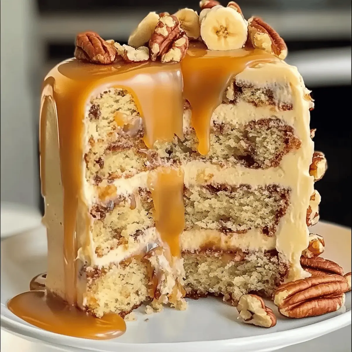 Heavenly Banana Pecan Caramel Cake for Ultimate Indulgence