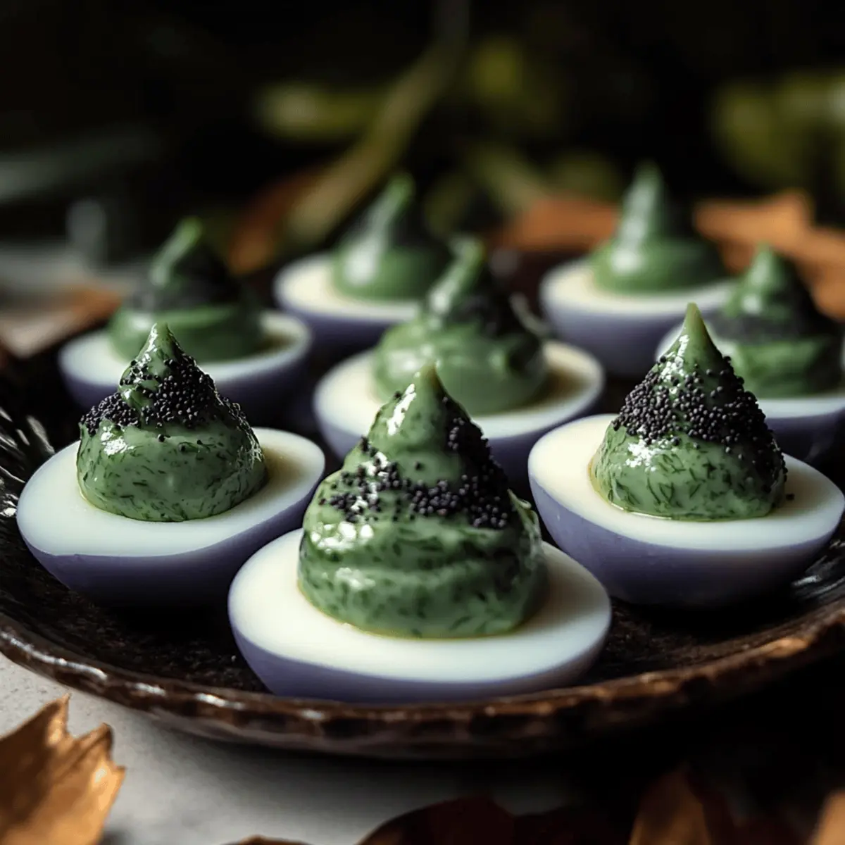 Spooky Halloween Deviled Eggs with Naturally Dyed Touch