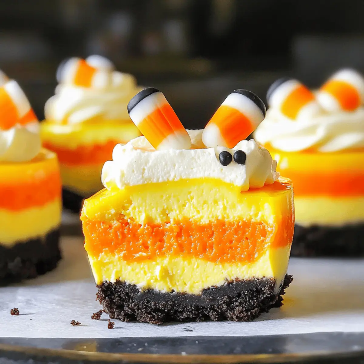 Mini Candy Corn Cheesecakes to Wow Your Halloween Guests