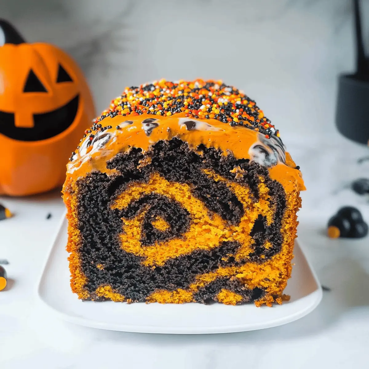 Moist Orange and Black Halloween Marble Cake Magic