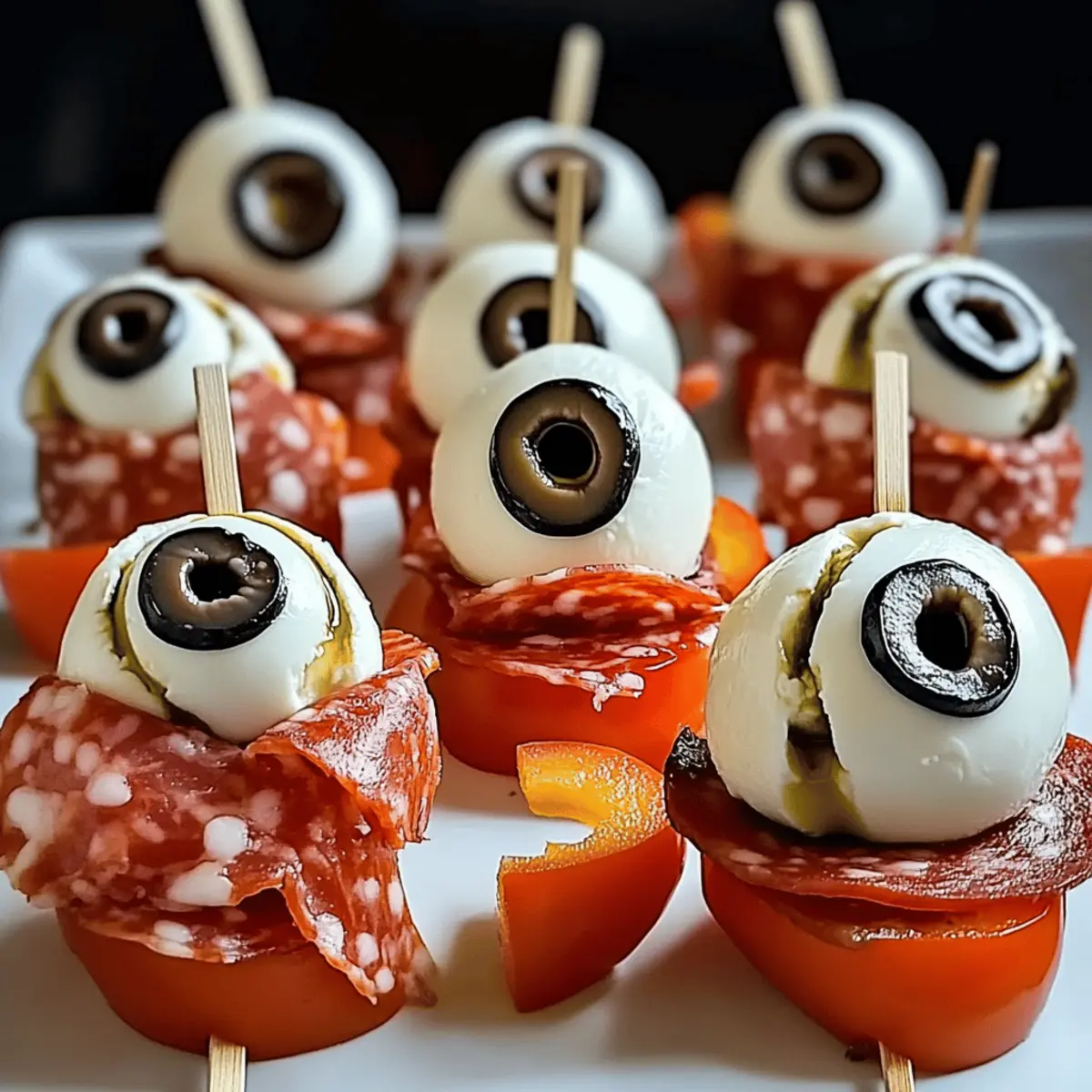 Salami Mozzarella Eyeballs: Spooky Bites for Halloween Fun