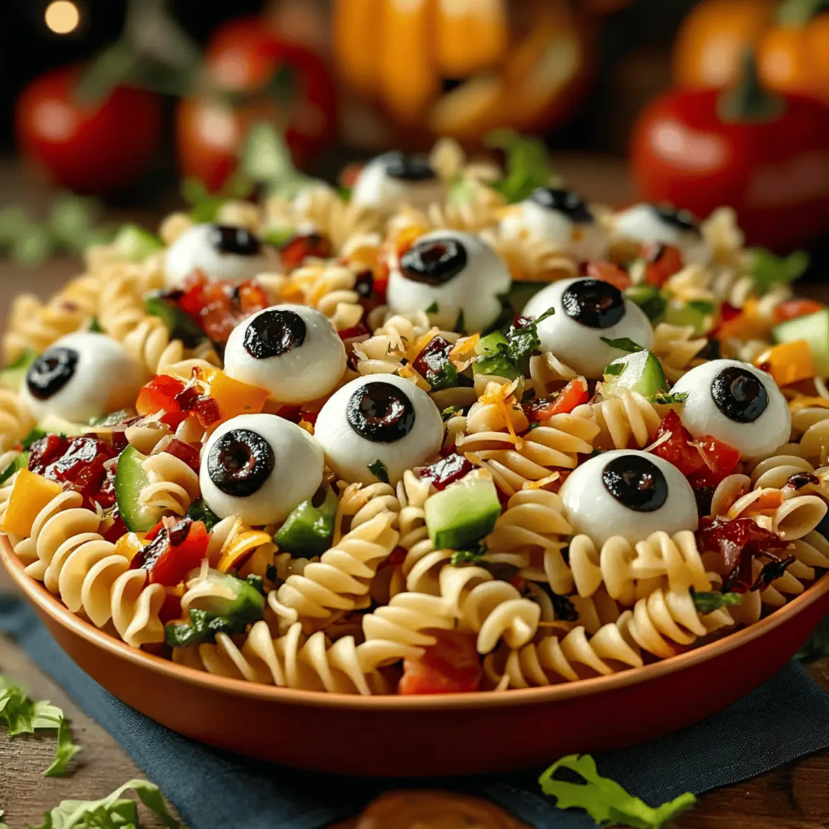 Creepy Good Eyeball Pasta Salad for Your Halloween Bash