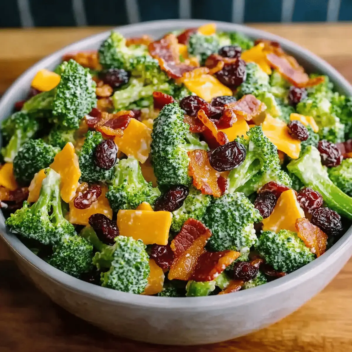 Classic Broccoli Bacon Salad with Cheddar and Raisins Joy