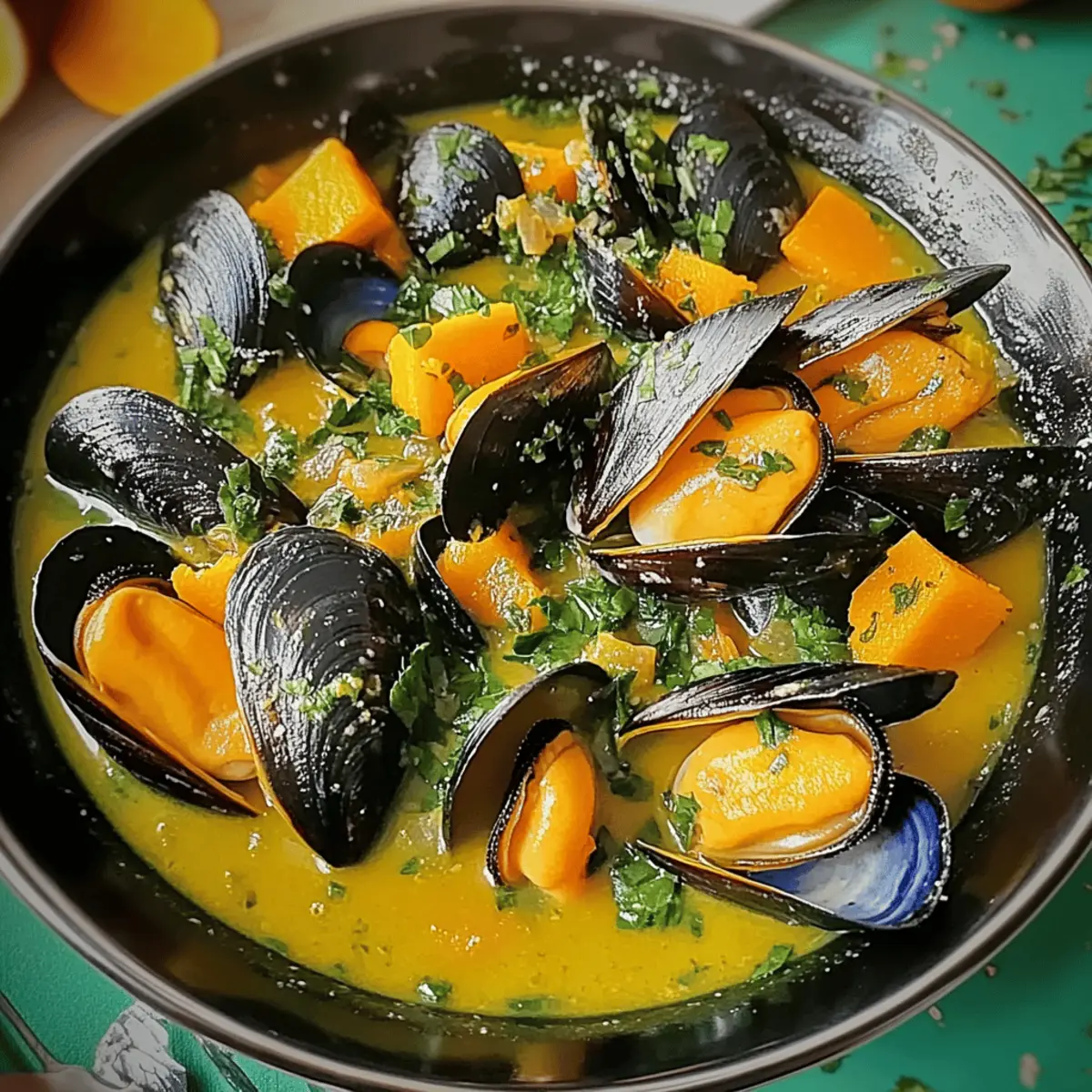 Melt-in-Your-Mouth Spicy Curried Mussels With Butternut Squash