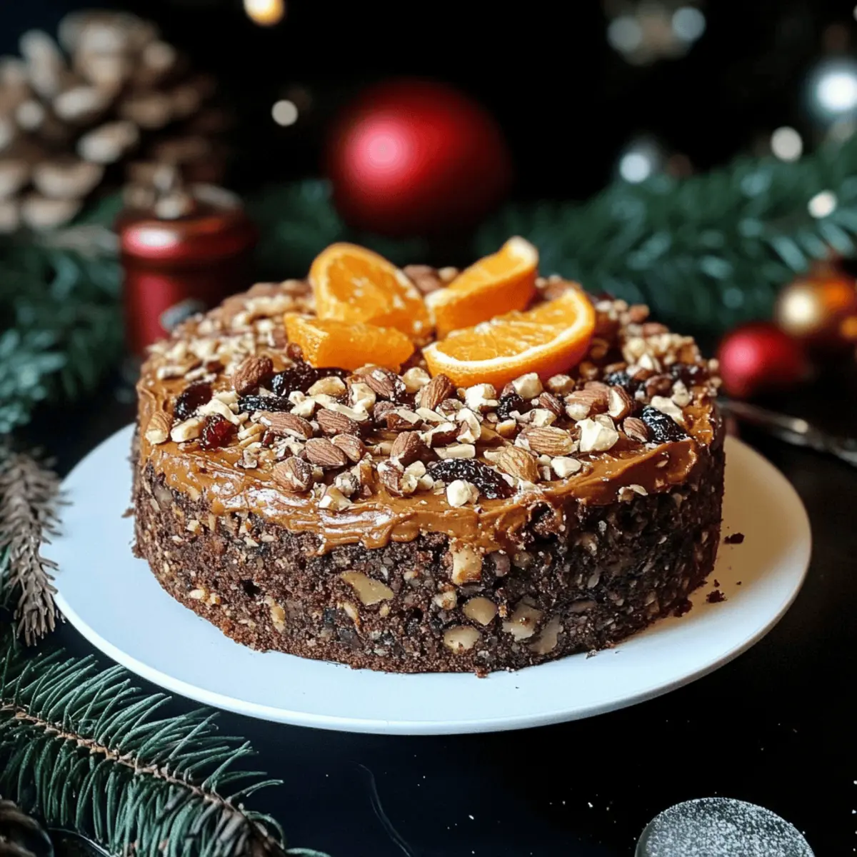 Festive Fruit and Nut Cake with Orange Cardamom Cashew Cream