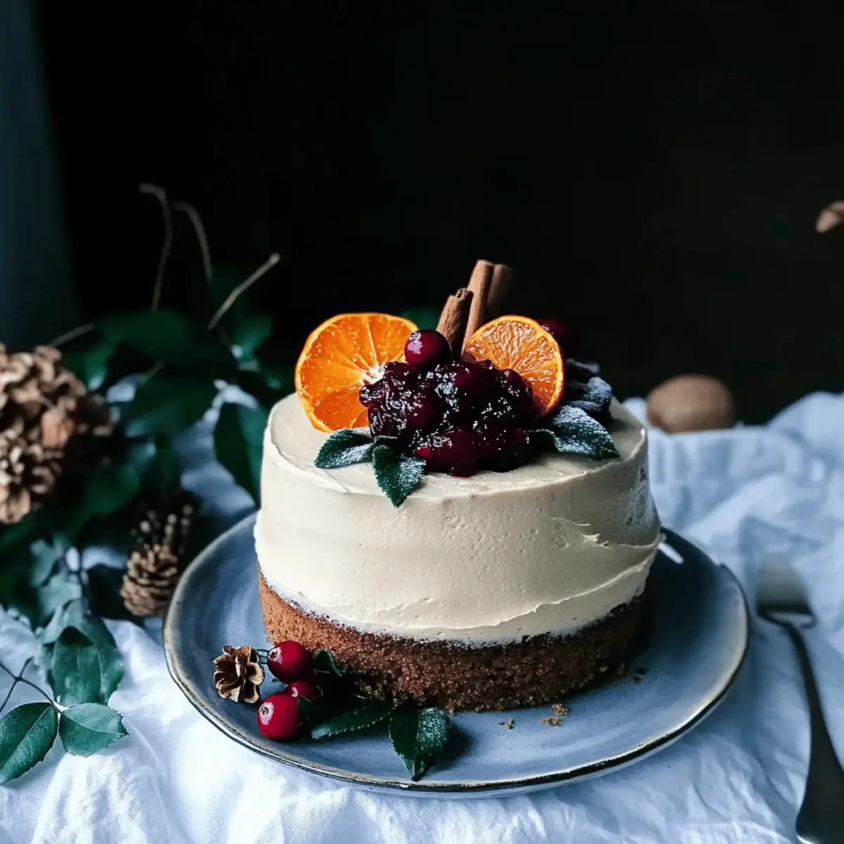 Moist Gingerbread Layer Cake with Cranberry Chia Twist