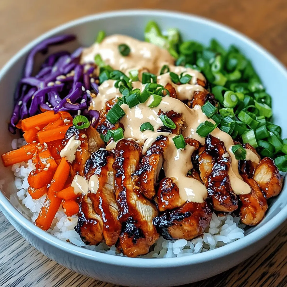 Korean BBQ Chicken Bowls with Gochujang Cream Sauce Bliss
