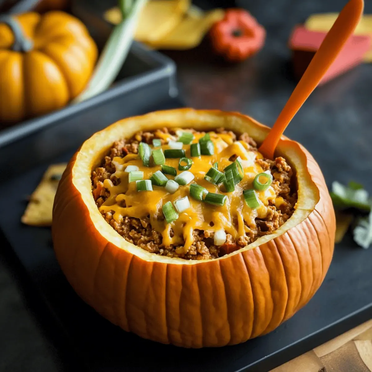 Pumpkin Taco Dip in a Hollowed Mini Pumpkin for a Cozy Halloween