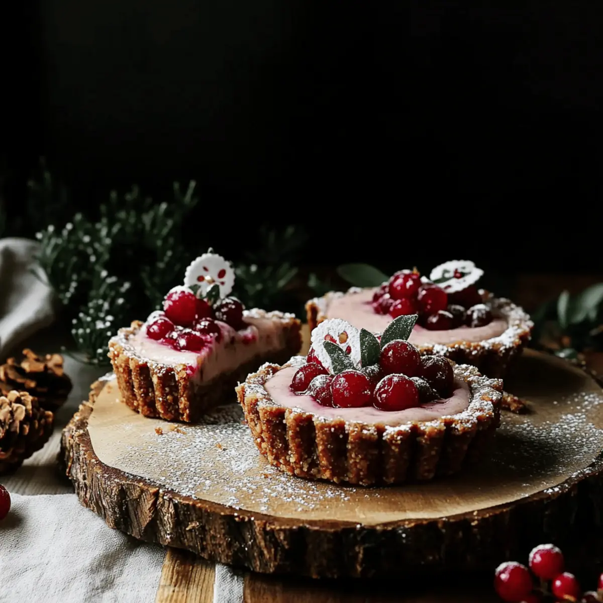 Raw Gingerbread Cranberry Tarts for a Festive Vegan Treat