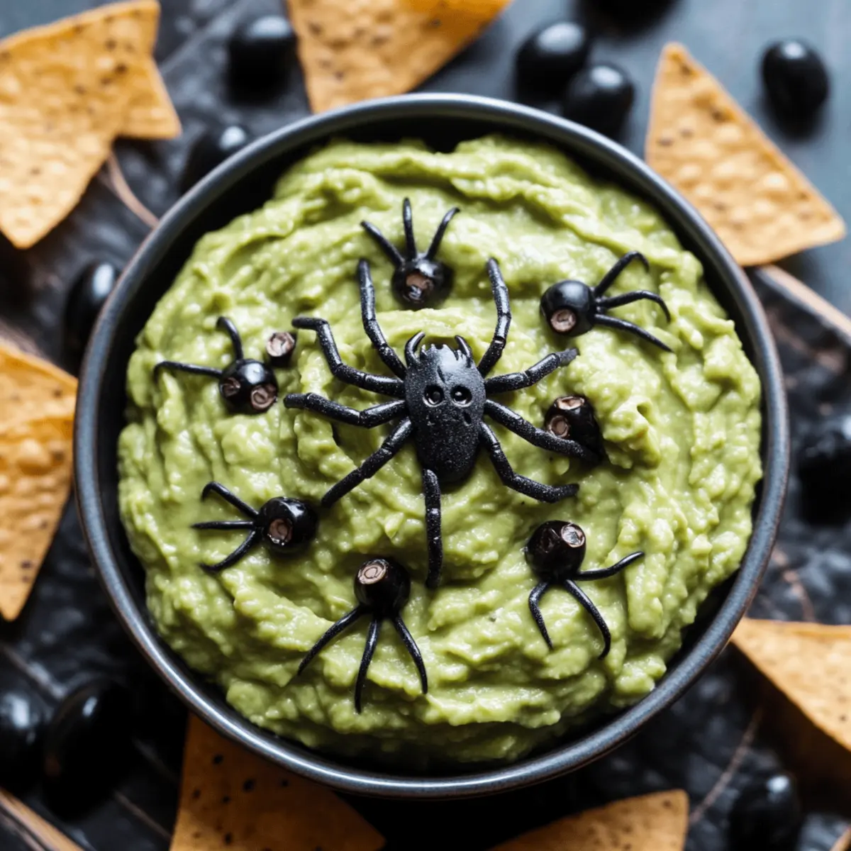 Spooky Swamp Guac with Creepy Crawler Chips for Halloween Fun