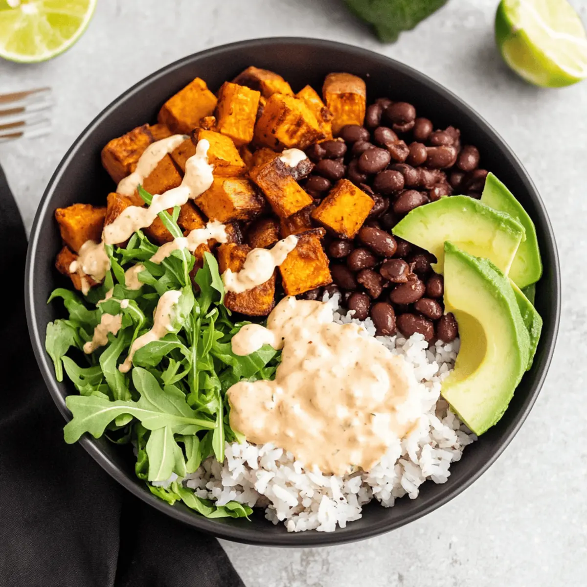 Sweet Potato Black Bean Bowls with Zesty Chipotle Crema
