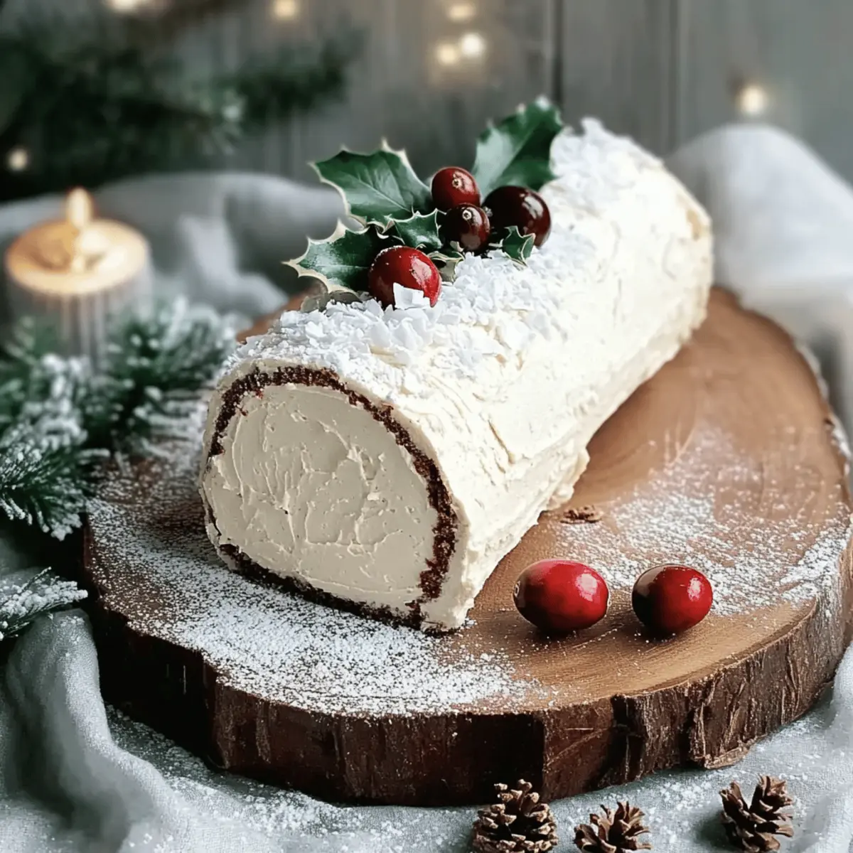 Delicious Vegan Yule Log with Festive White Chocolate Frosting