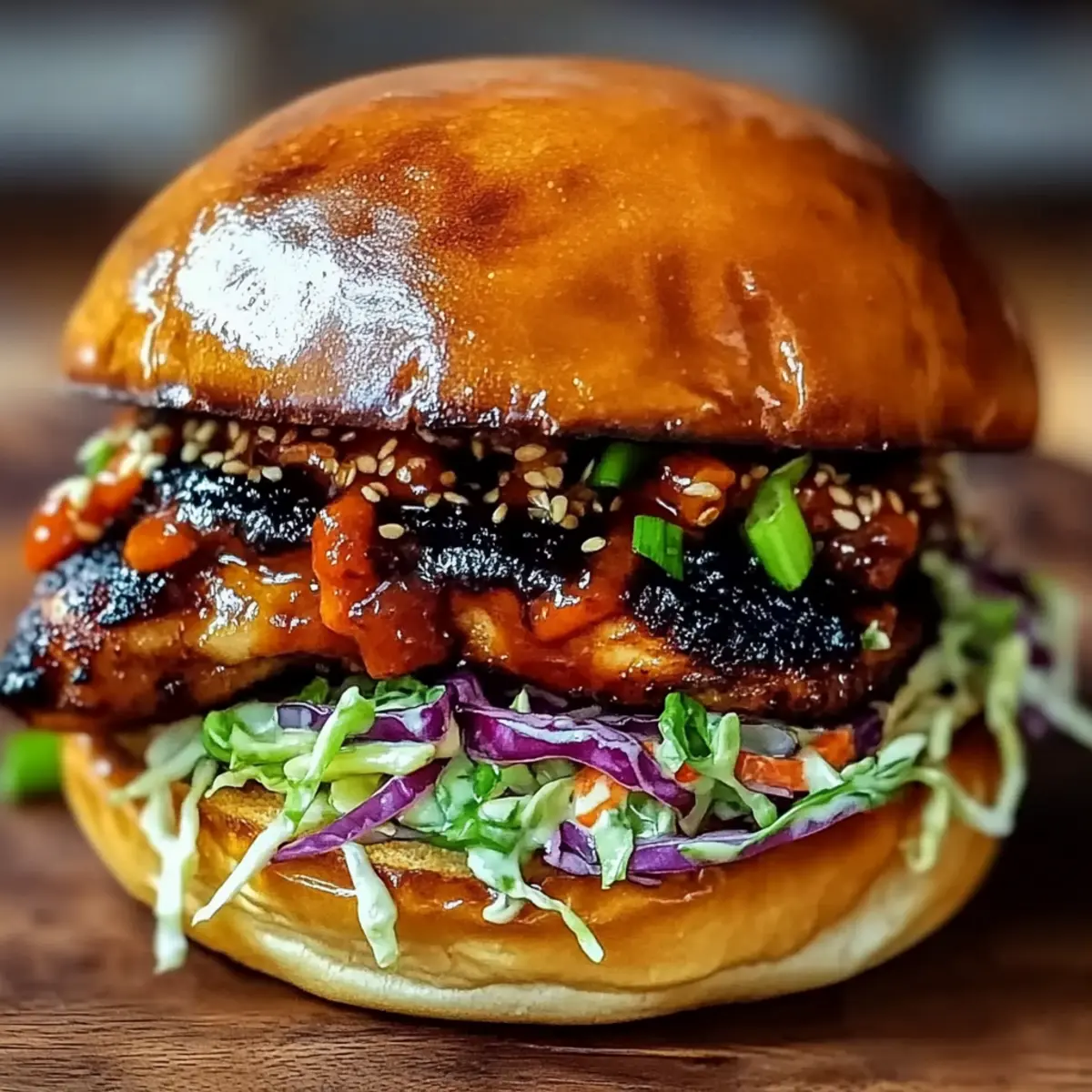 Savory Korean BBQ Chicken Sandwich with Crunchy Slaw Delight