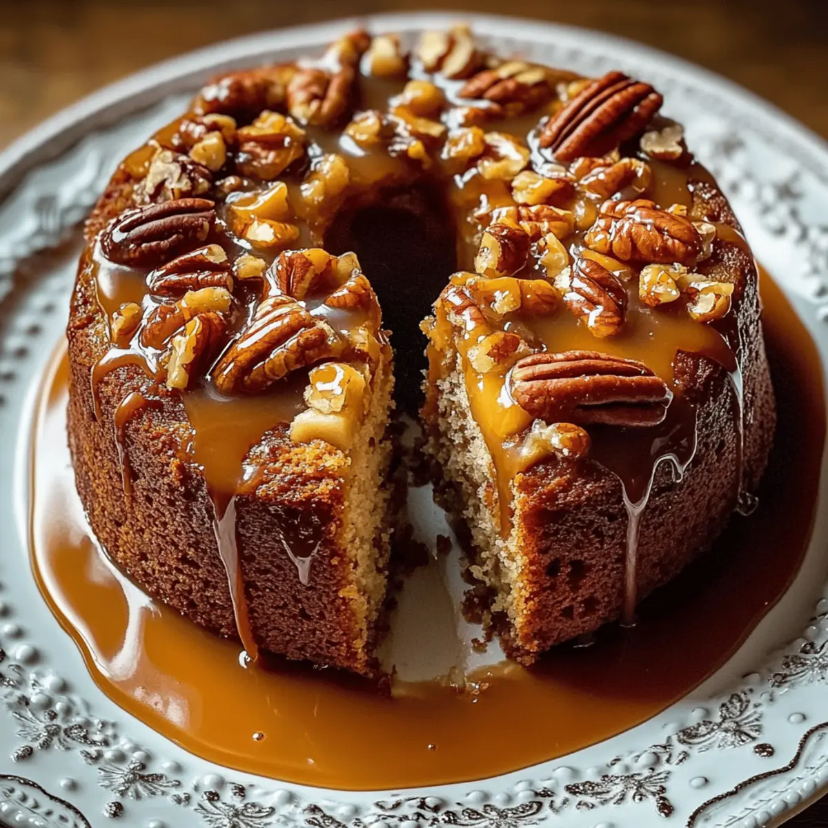 Irresistible Apple Pecan Cake With Caramel Glaze Recipe