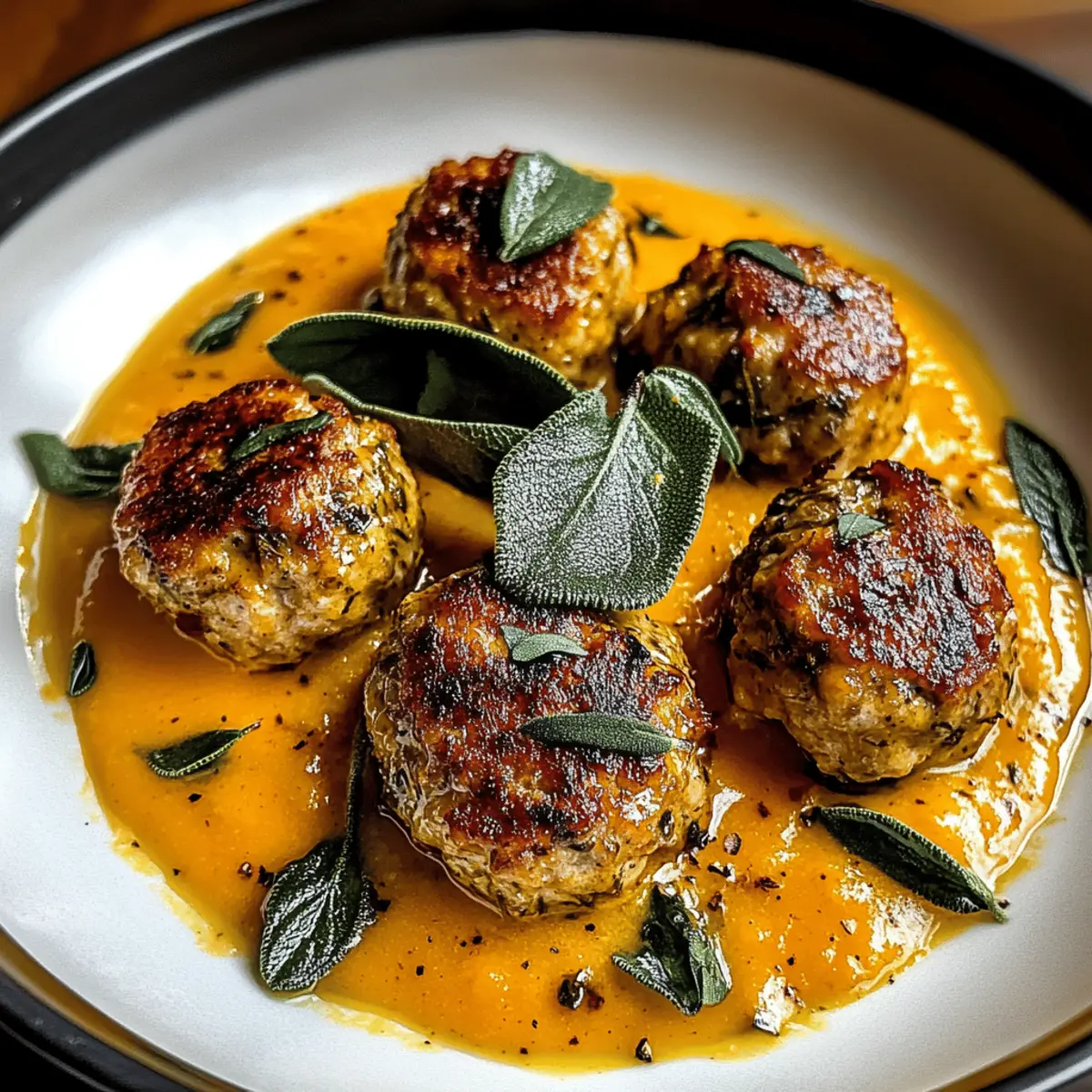 Savory Turkey Meatballs in Creamy Pumpkin Sage Sauce