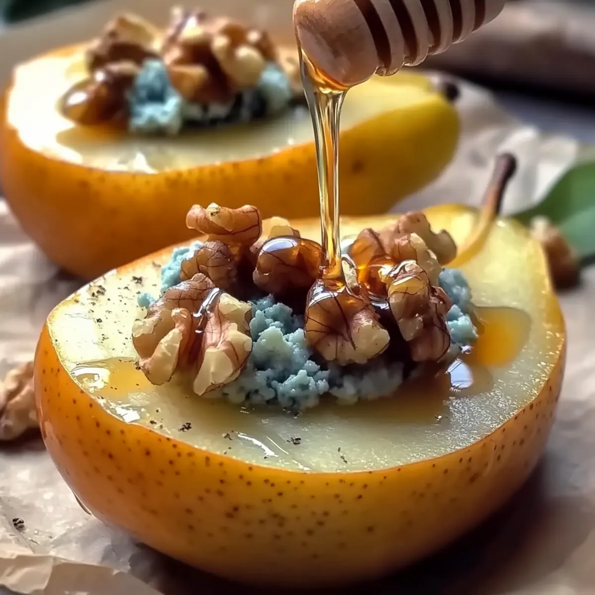 Irresistible Blue Cheese Stuffed Pears with Honey Drizzle