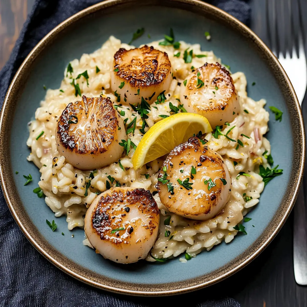 Lemon Butter Scallops Over Parmesan Risotto for Date Night Bliss