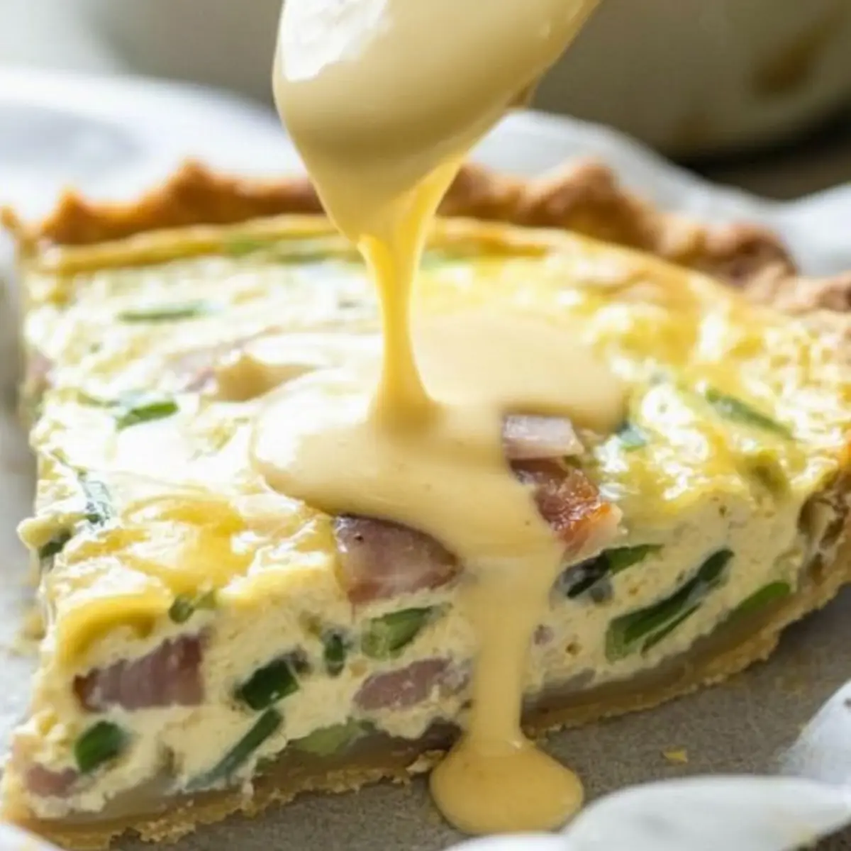 Eggs Benedict Quiche with Hollandaise Sauce for Brunch Bliss