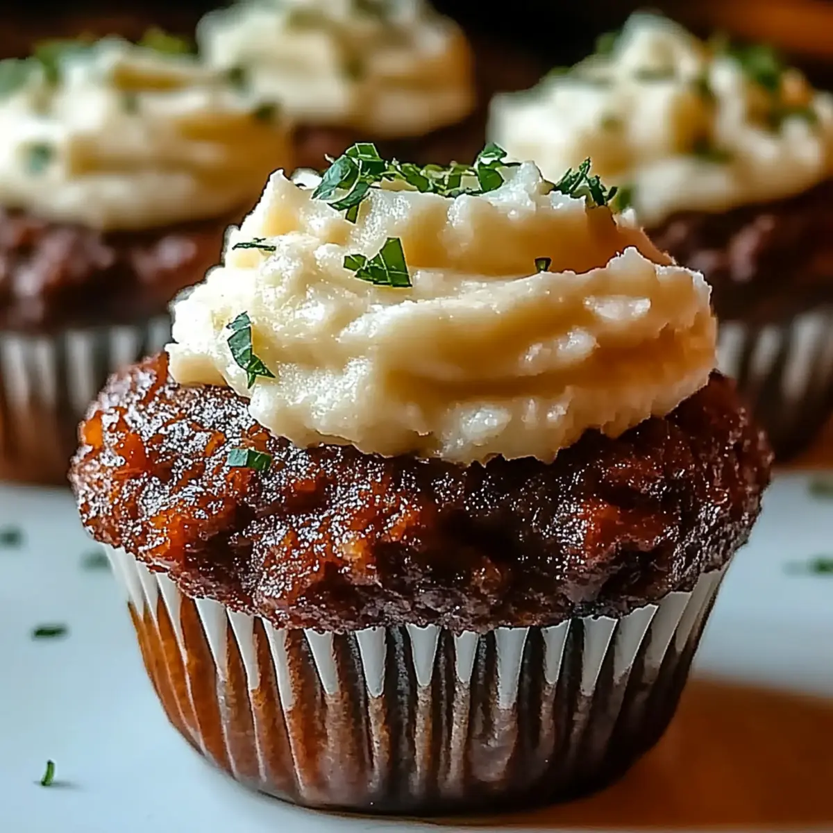 Savory Bourbon BBQ Meatloaf Cupcakes with Creamy Frosting
