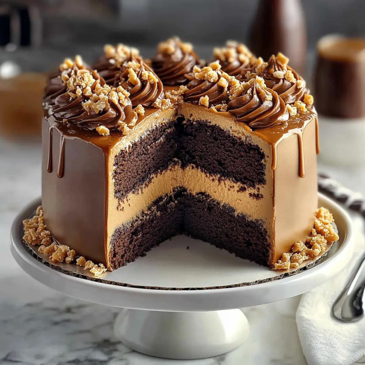 Irresistible Chocolate Caramel Toffee Crunch Cake Delight
