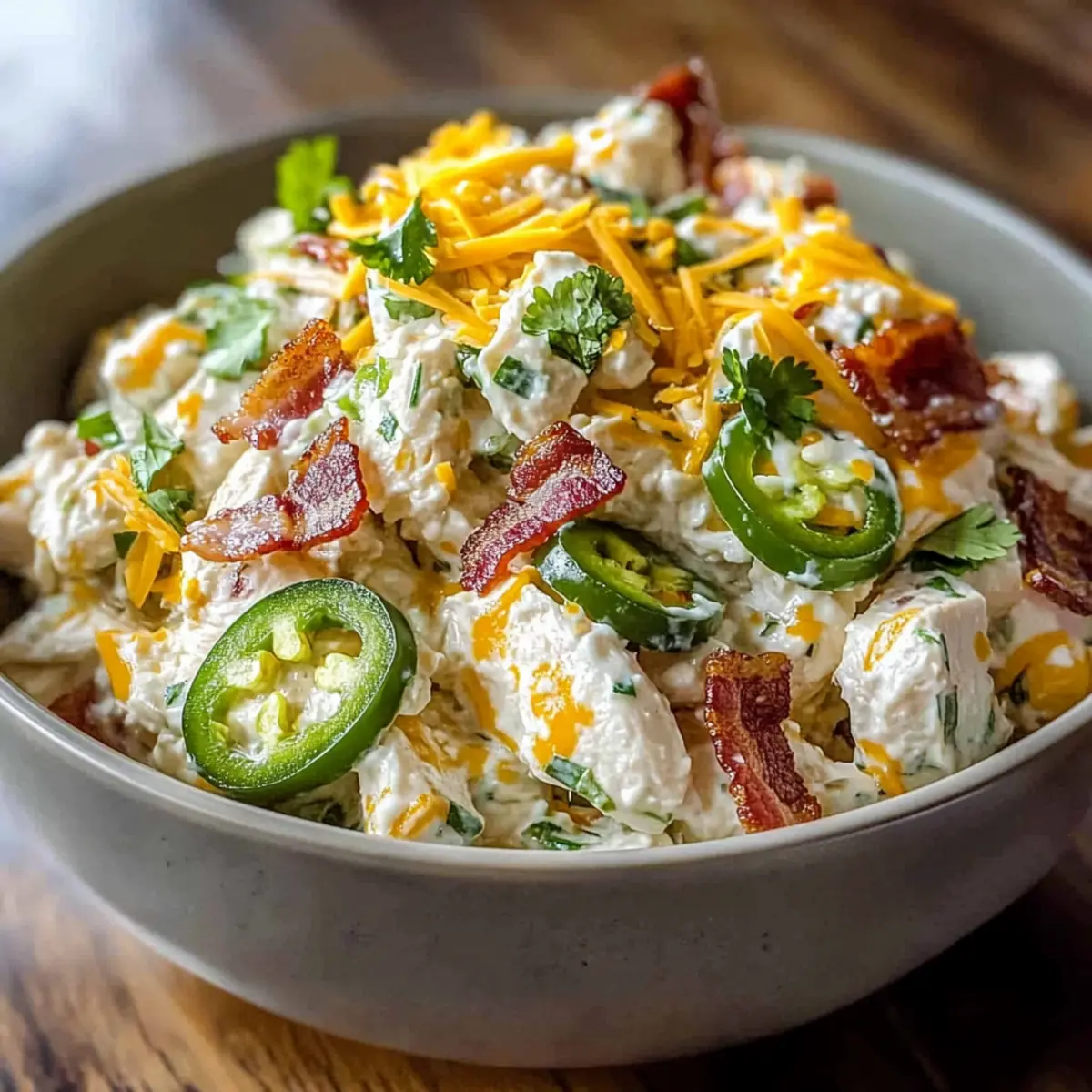 High Protein Jalapeño Popper Chicken Salad for Light Bites