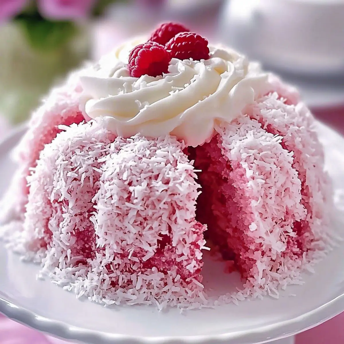 Soft Raspberry Swirl Cake: A Coconut Dream Dessert Delight