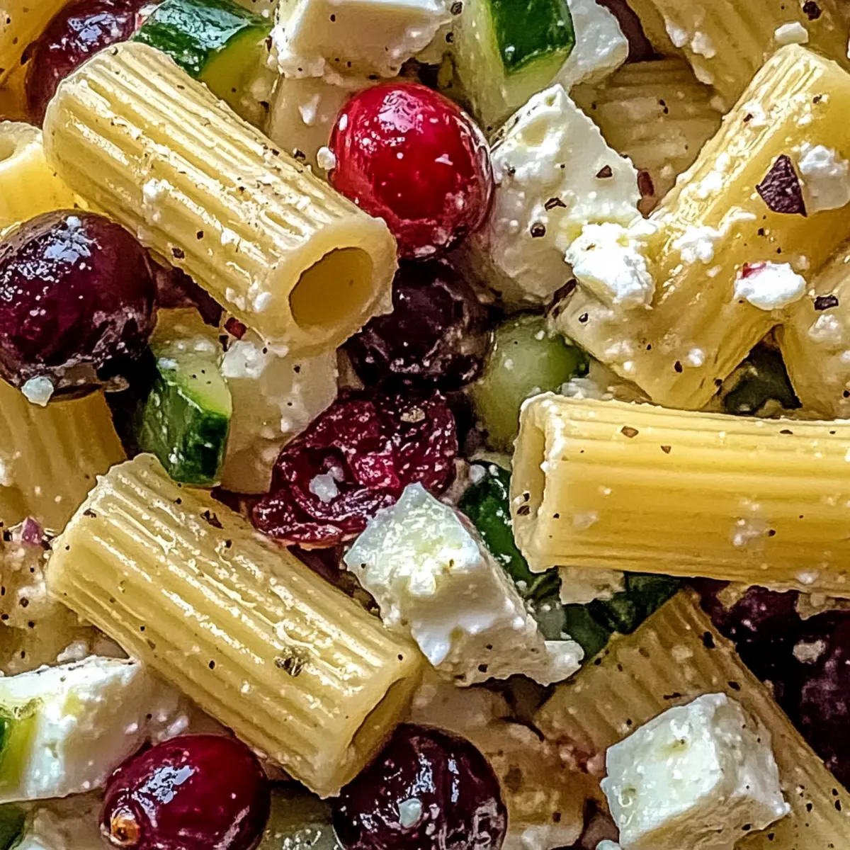 Feta & Cranberry Rigatoni Salad with Lemon Vinaigrette Bliss