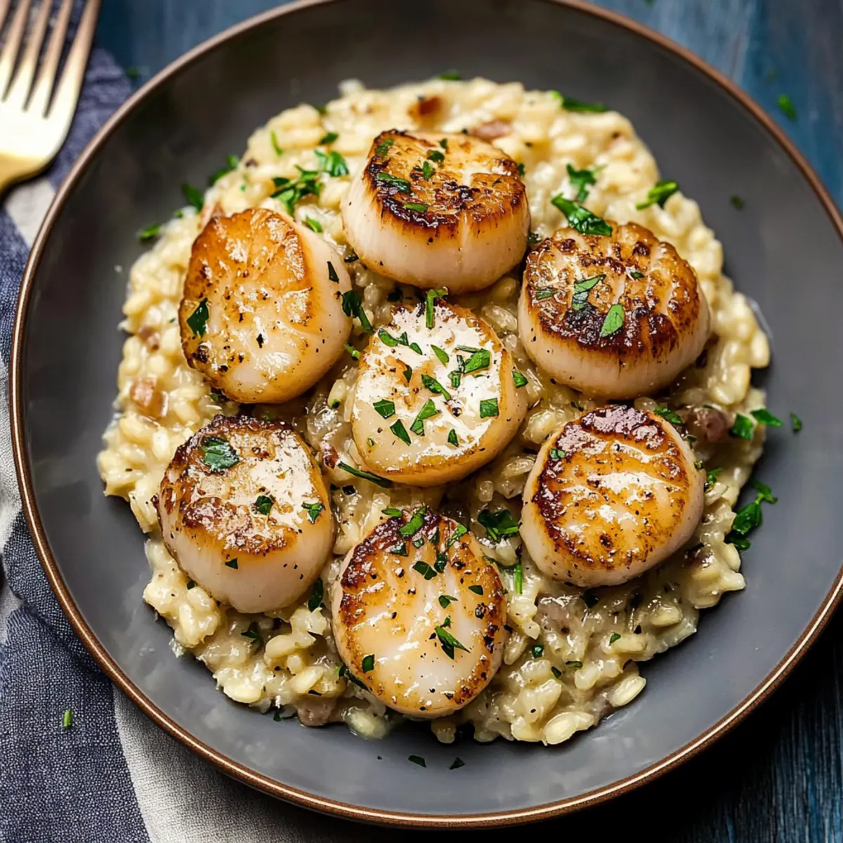 Lemon Butter Scallops Over Parmesan Risotto Bliss