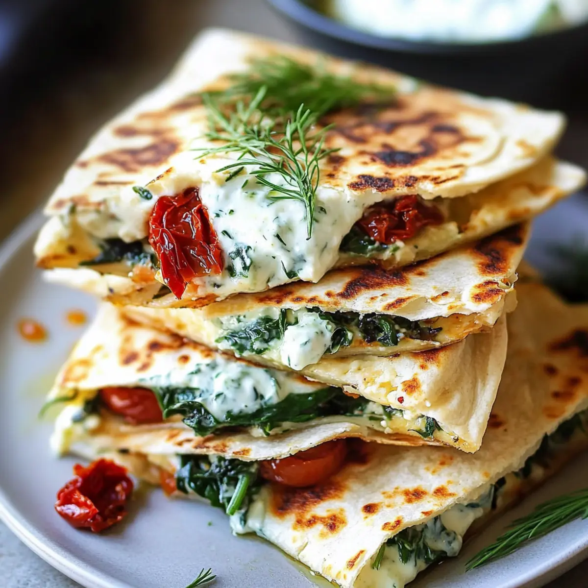 Greek Quesadillas Bursting with Flavor and Creamy Tzatziki
