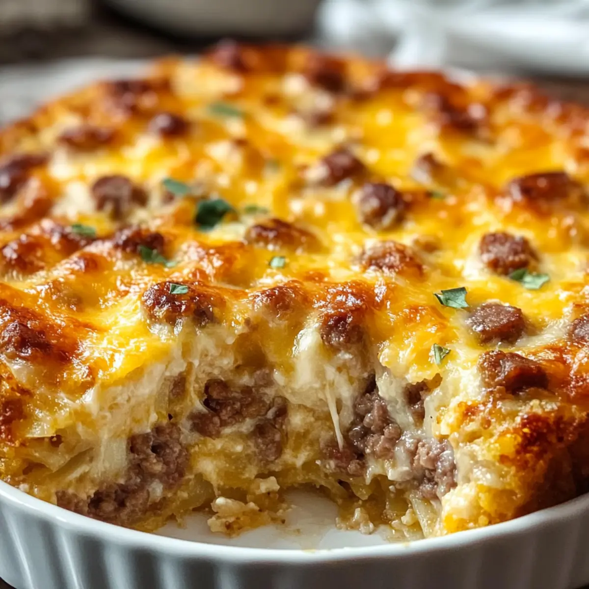 Cheesy Beef Sausage Hashbrown Casserole for Effortless Mornings
