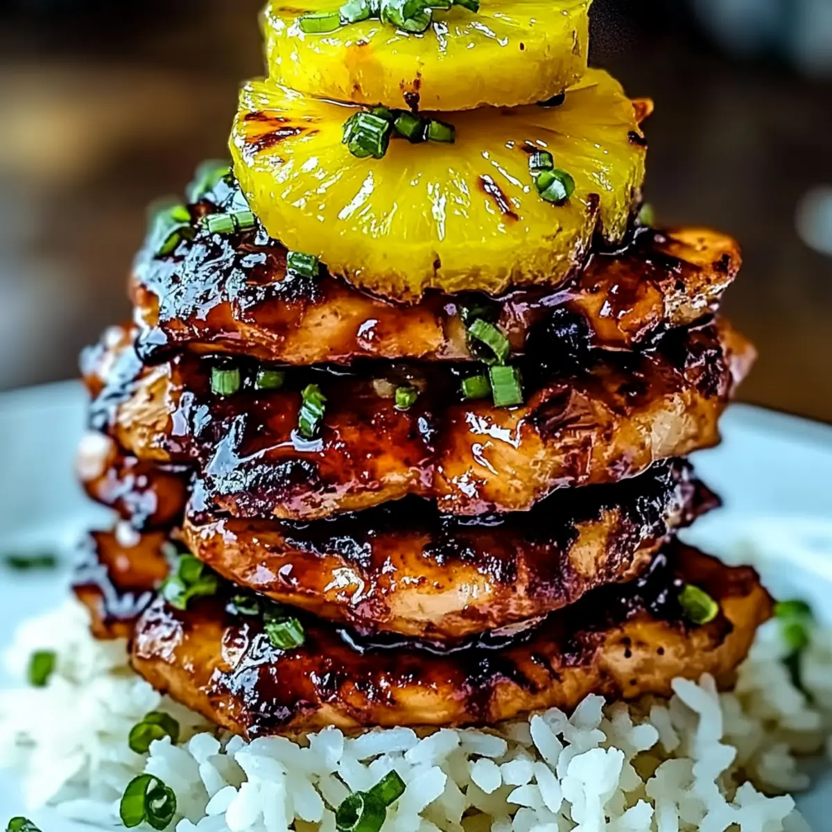 Hawaiian Huli Huli Chicken Stack for a Tropical Dinner Delight