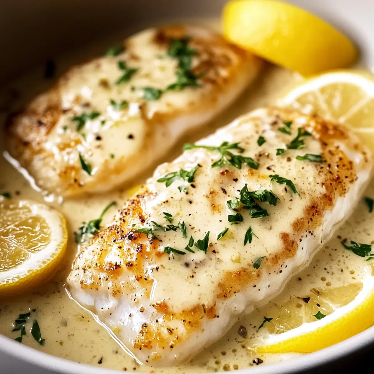 Delicious Baked Fish with Lemon Cream Sauce in 15 Minutes