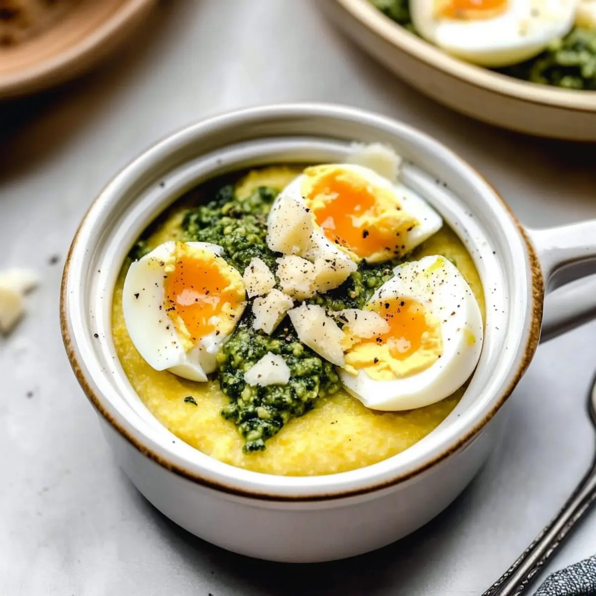 Creamy Breakfast Polenta with Pesto & Eggs for a Cozy Brunch