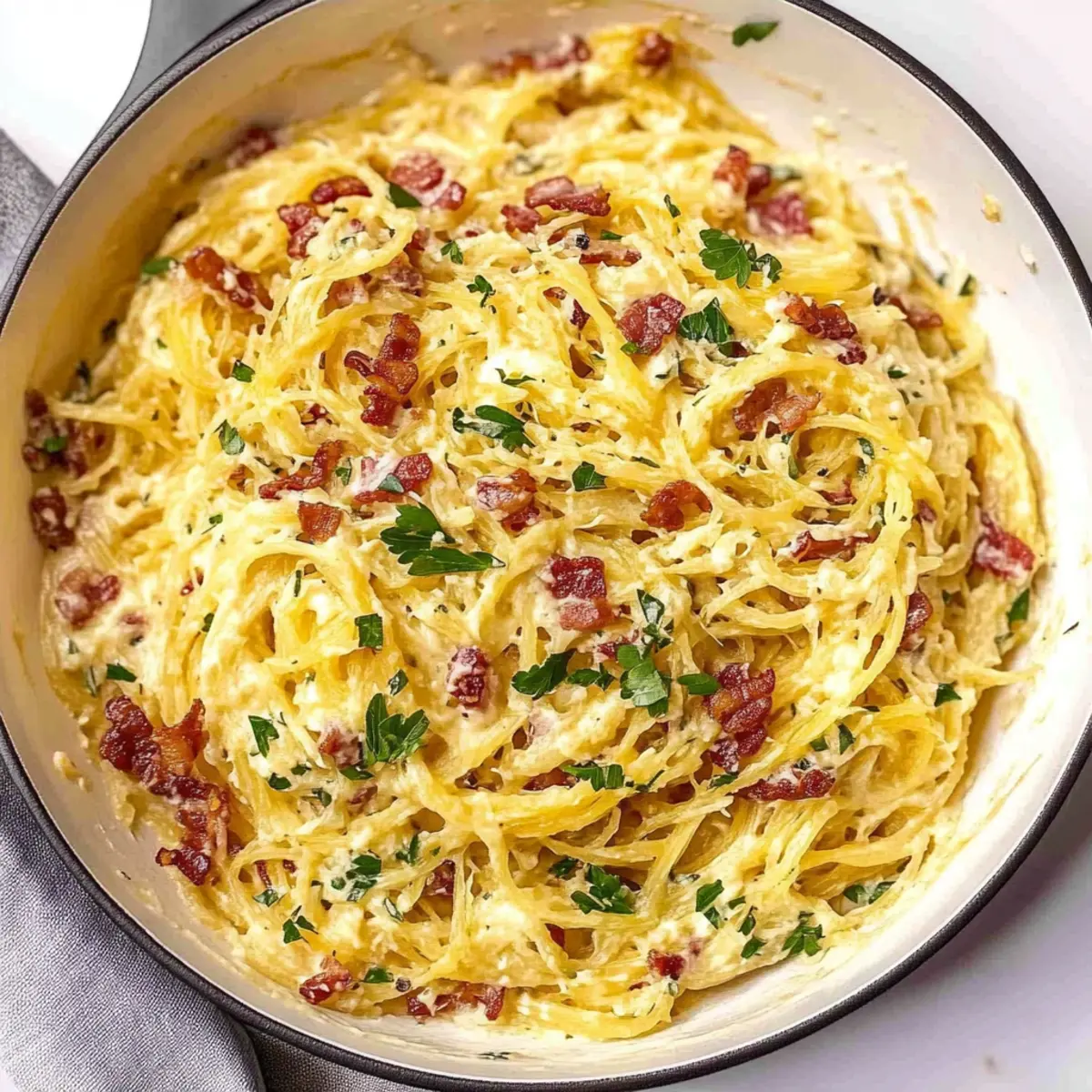 Creamy Spaghetti Squash Carbonara – Guilt-Free Comfort!