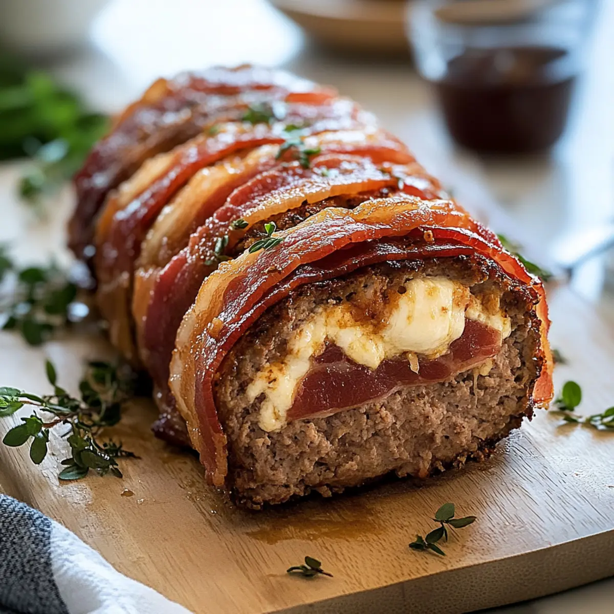 Mozzarella Bacon Wrapped Meatloaf for Ultimate Comfort Food