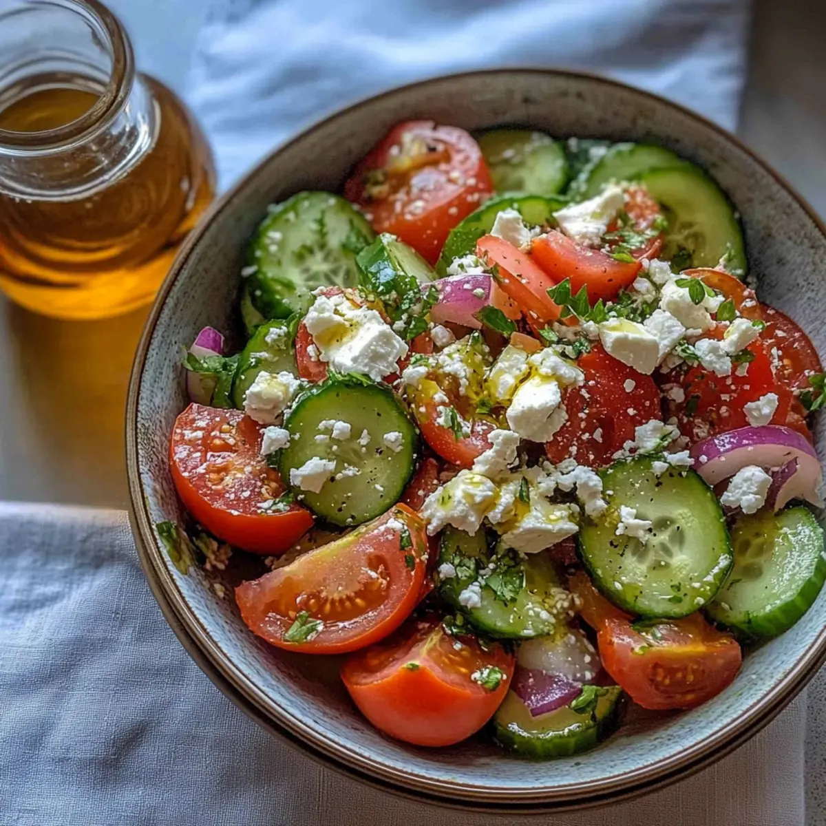 Crisp Cucumber Tomato Feta Cheese Salad for Fresh Flavor