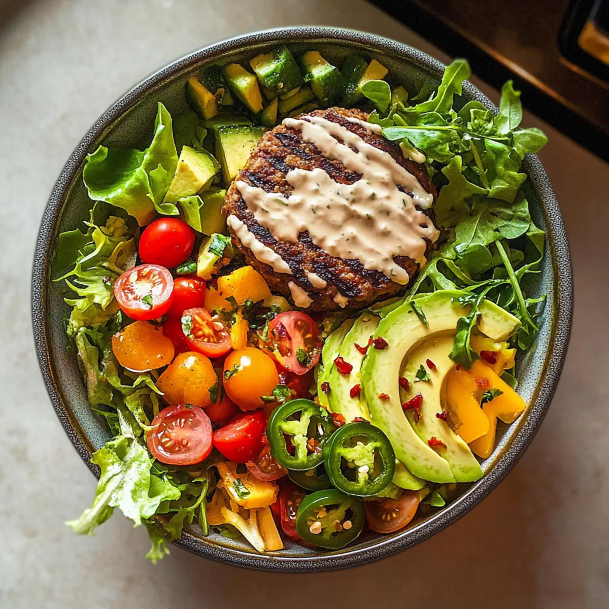 Savor the Spice: Jalapeño Cheddar Burger Bowl Delight