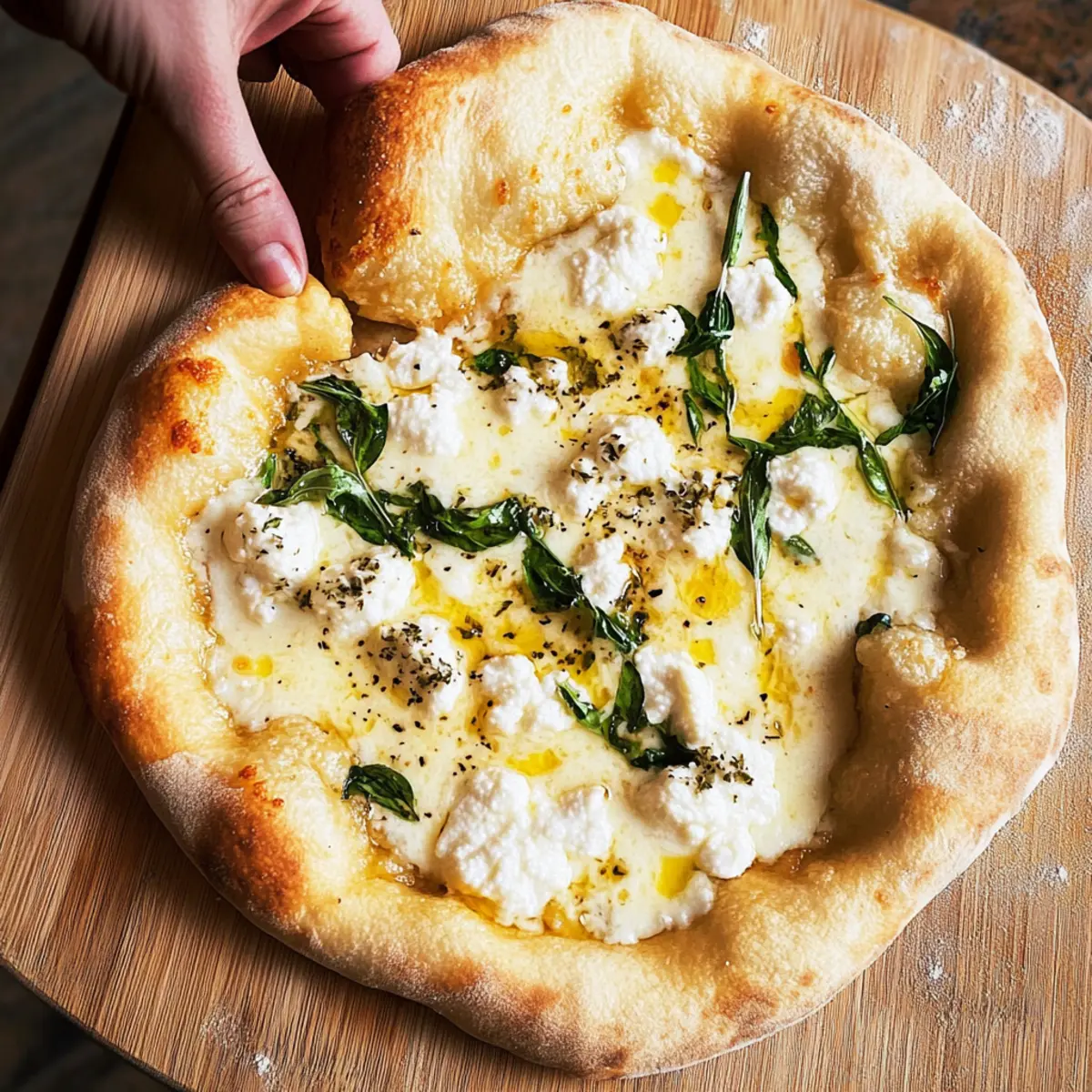 Crispy White Pizza with Ricotta and Asiago Bliss