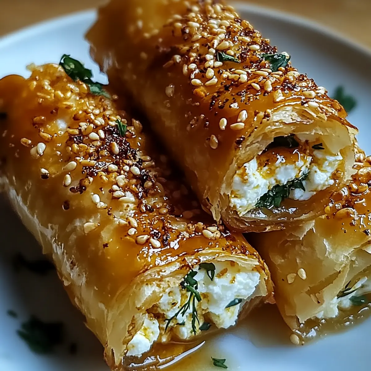 Oven Fried Feta Rolls: Crispy Delights with Chili Honey Twist