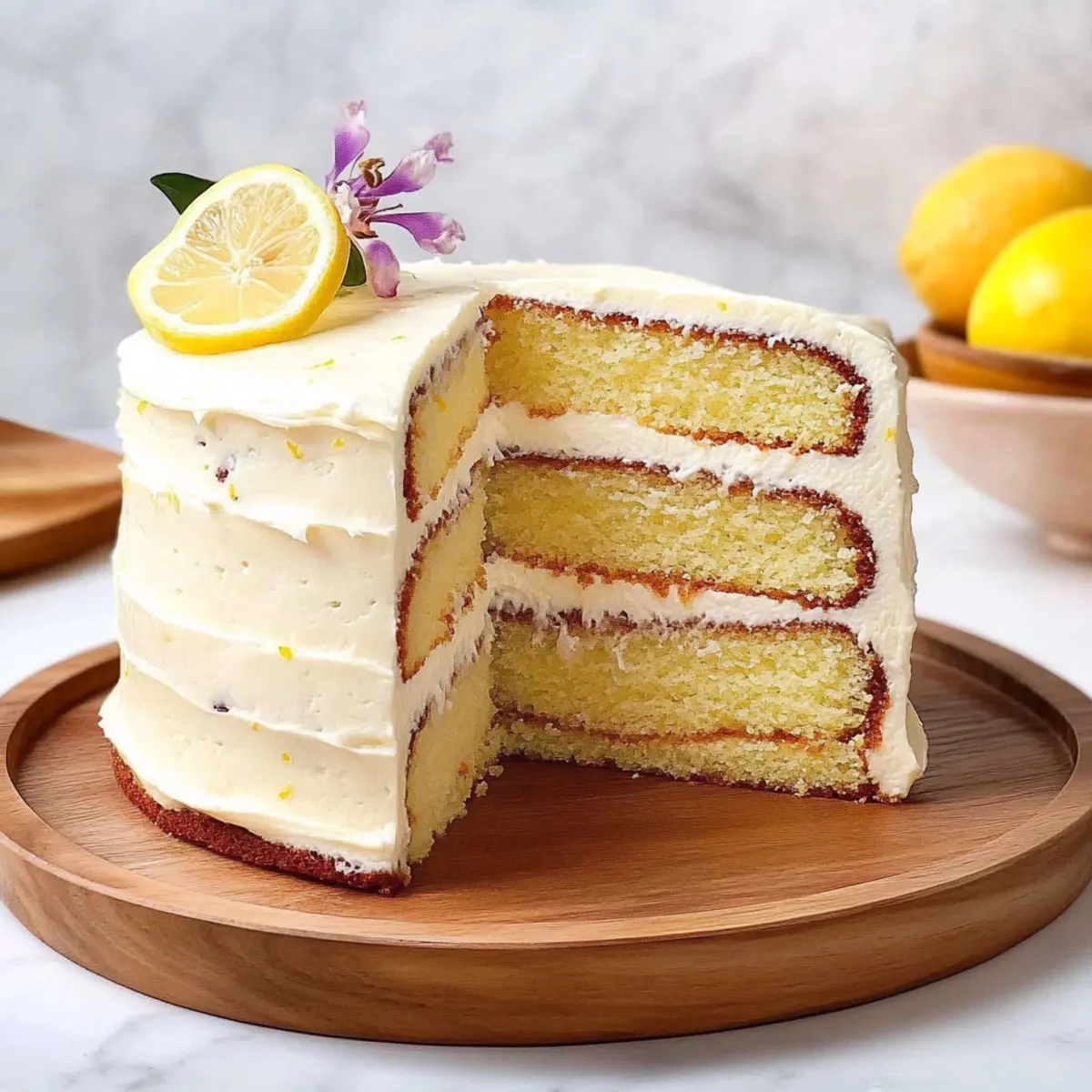 Lemon Cake Bliss: Moist Layers with Creamy Frosting