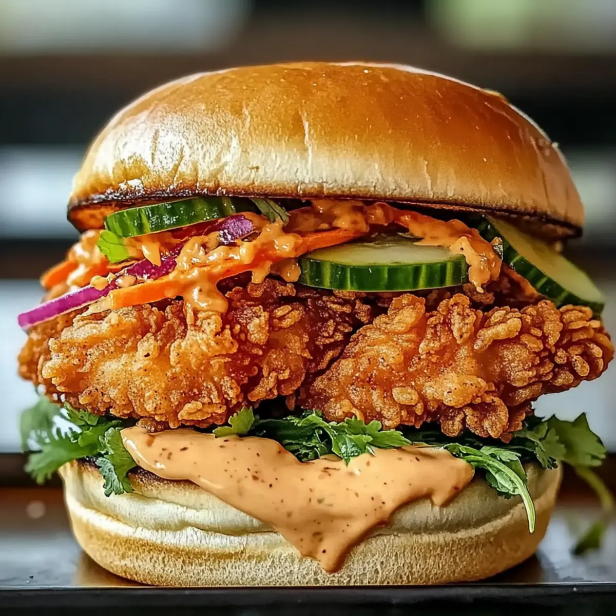 Ultimate Thai Fried Chicken Sandwich with Spicy Kick