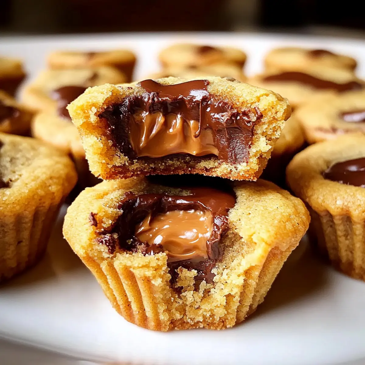 Peanut Butter Cookie Cups with Gooey Chocolate Delight