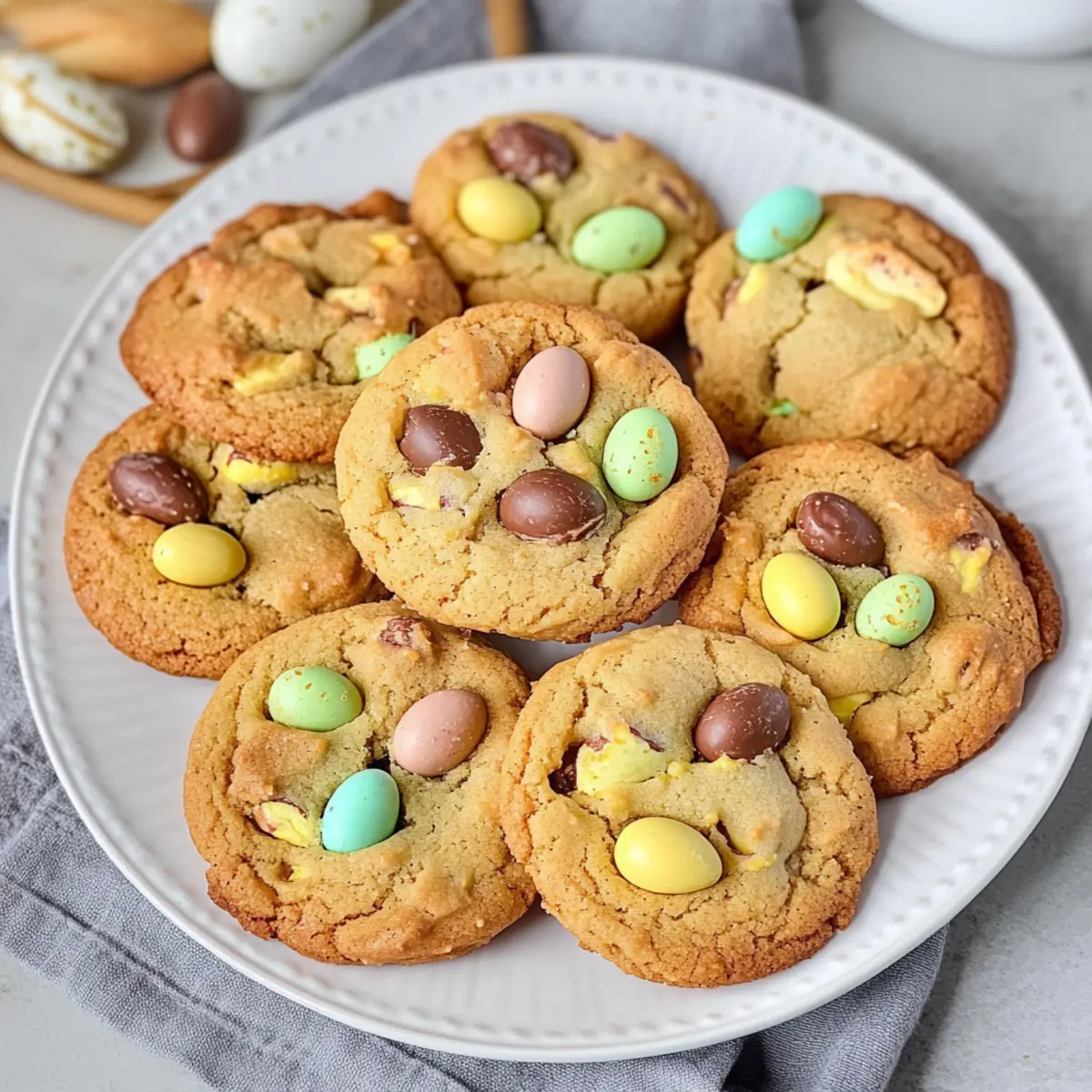 Chewy Easter Cookies Recipe with Colorful Chocolate Eggs