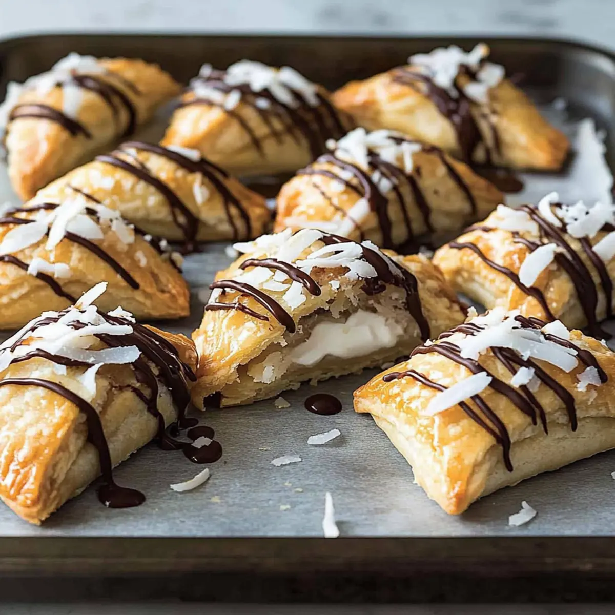 Irresistible Coconut Hand Pies Drizzled with Chocolate Bliss