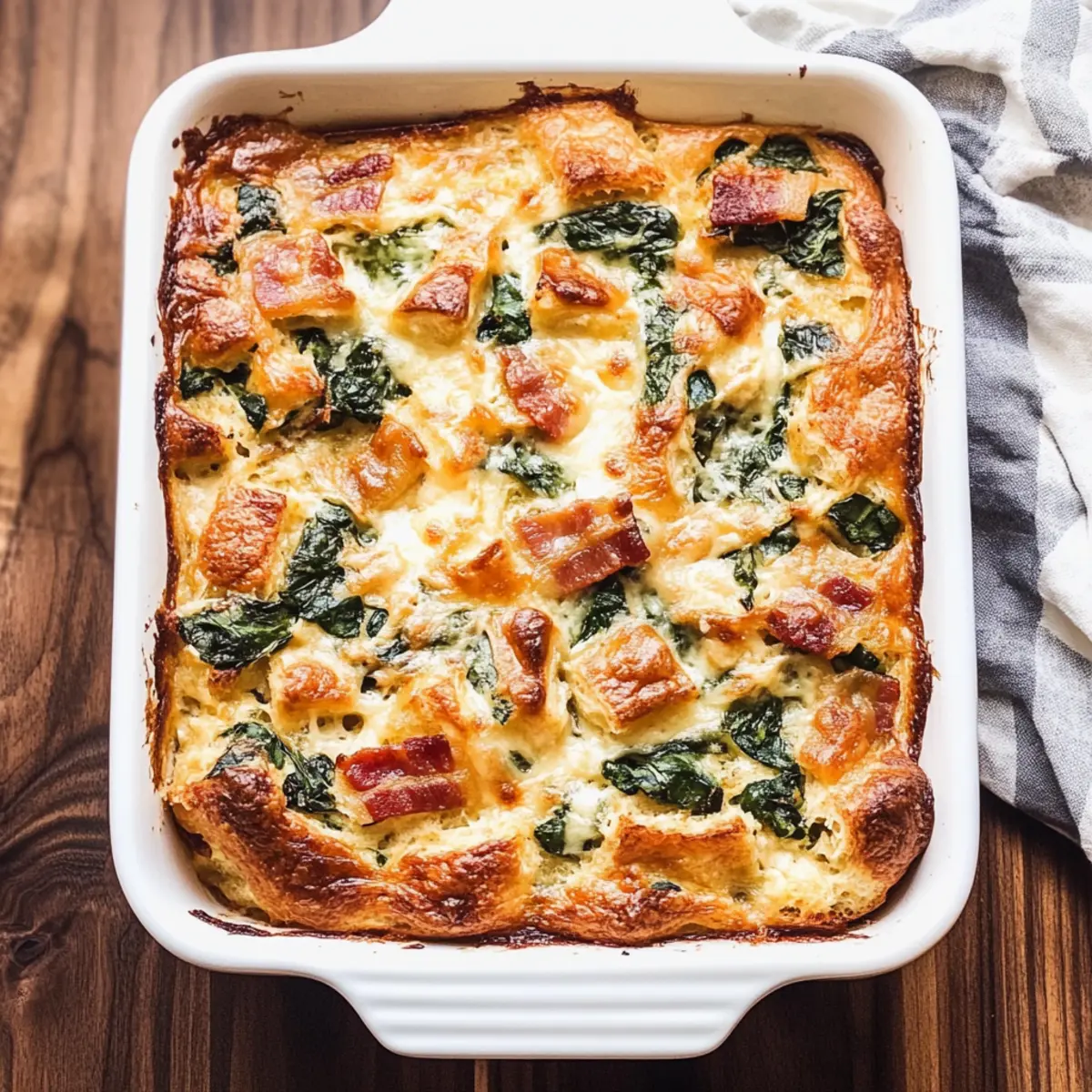 Irresistible Spinach, Bacon and Cheese Strata for Brunch Bliss